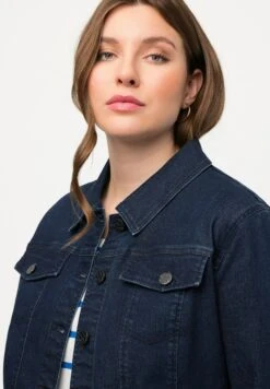 Ulla Popken Kurtka Jeansowa - Bleu Jean -Lindex 7b66564cbad14253bbf84ca91a962c55