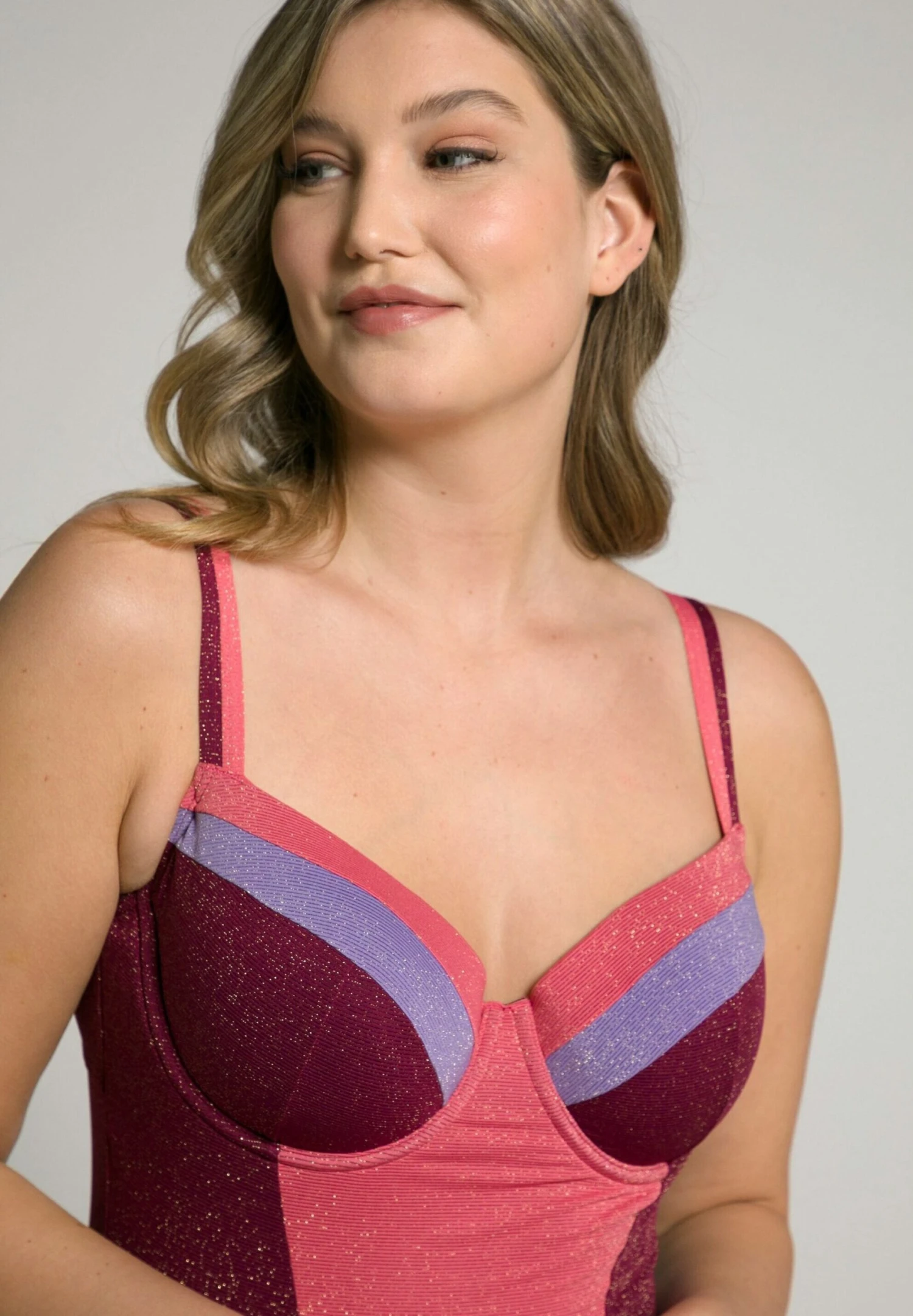 Ulla Popken EFFET SCINTILLANT - Kostium Kąpielowy - Pourpre 4 Ulla Popken EFFET SCINTILLANT - Kostium Kąpielowy - Pourpre - obrazek 2