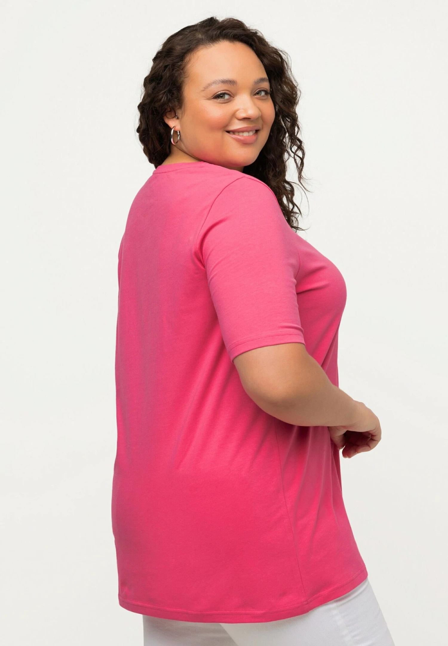 Ulla Popken T-shirt Basic - Pink Red 3 Ulla Popken T-shirt Basic - Pink Red - obrazek 2