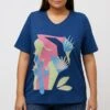 Ulla Popken T-shirt Z Nadrukiem - Donkerblauw