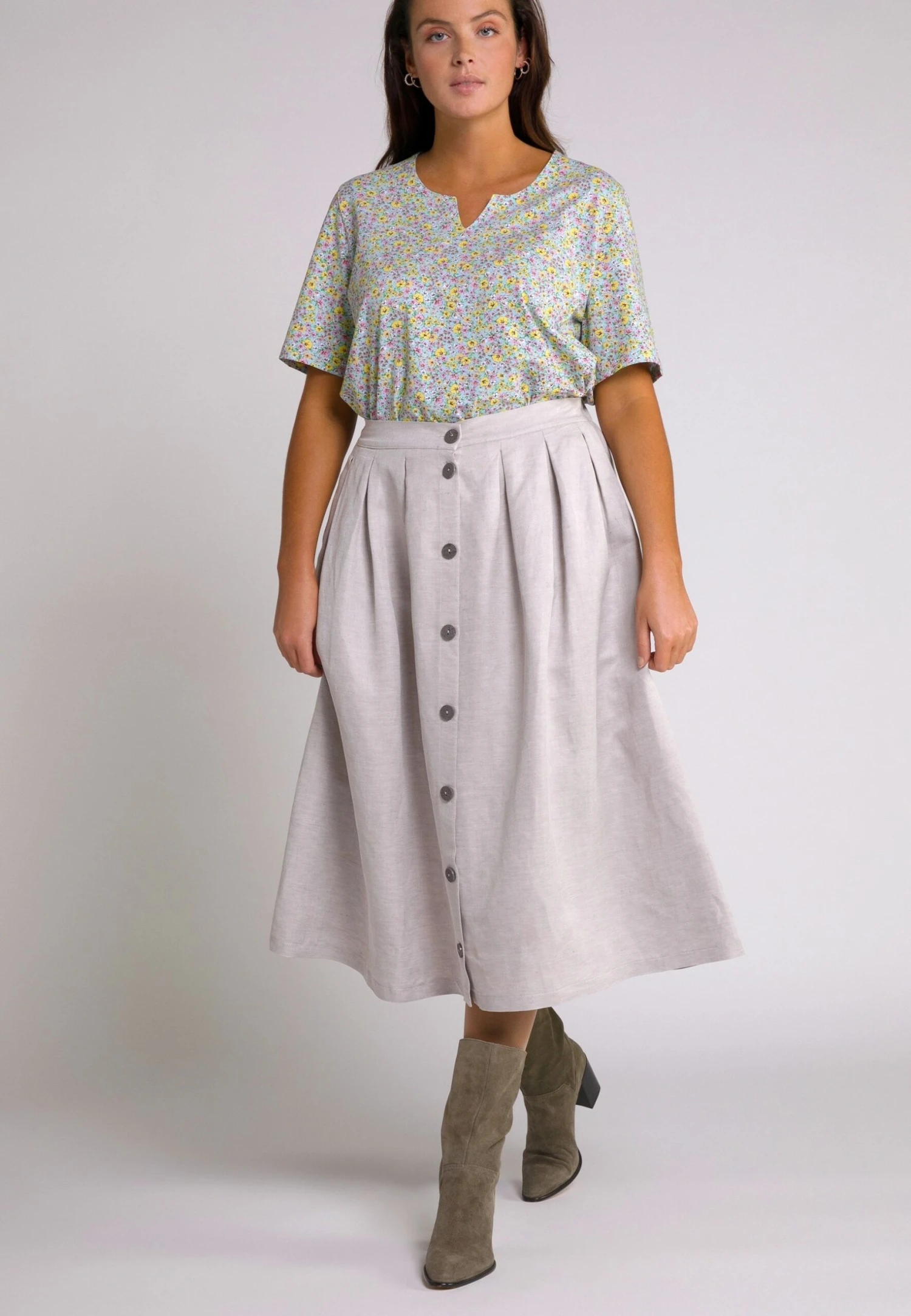 Ulla Popken COMFORT - Spódnica Trapezowa - Dunkelbeige 4 Ulla Popken COMFORT - Spódnica Trapezowa - Dunkelbeige - obrazek 2