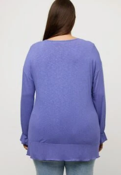 Ulla Popken VOLANTS RUNDHALS - Bluzka Z Długim Rękawem - Blaues Flieder -Lindex 8d7e70c3c454439f8fdeb2d6b388b7ee