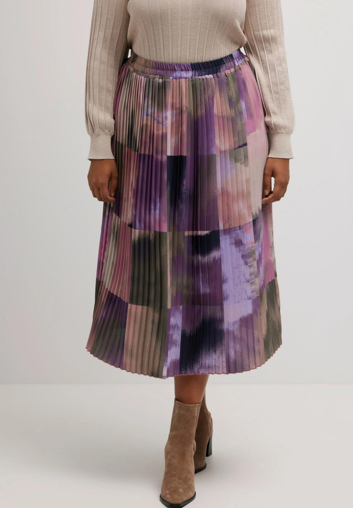 Ulla Popken PRINT ELASTISCHE BAND - Spódnica Trapezowa - Lavendel 3 Ulla Popken PRINT ELASTISCHE BAND - Spódnica Trapezowa - Lavendel