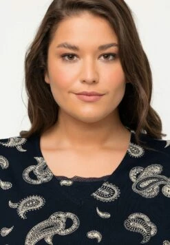 Ulla Popken DE NUIT MOTIF CACHEMIRE À COL EN V MANCHES COURTES ET C - Koszula Nocna - Marine -Lindex 927c79a0e7bb4d73adc6c576d0ed96b0