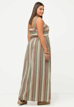 Ulla Popken STREIFEN A-LINIE ÄRMELLOS BIO - Długa Sukienka - Popcorn -Lindex 93396e9f1dc048e8b28c7ce3aa389f57