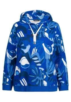 Ulla Popken EXTRAWEICH BEDRUCKT LANGARM - Bluza Z Kapturem - Royalblau -Lindex 96f581074dc34ec7ba56b3c8c87f7678