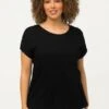 Ulla Popken KNÖPFE CUT-OUTS RUNDHALS HALBARM - T-shirt Basic - Schwarz
