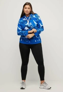 Ulla Popken EXTRAWEICH BEDRUCKT LANGARM - Bluza Z Kapturem - Royalblau -Lindex 99ae2c5b2b8840e08a70e05d4e86c755