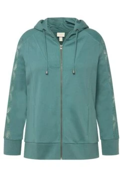 Ulla Popken KAPUZE - Bluza Rozpinana - Eisgrün -Lindex 9b7f0157dc8f43b391c907aa967f8bc0