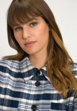 Ulla Popken LONG PLAID SHACKET - Kardigan - Navy Blue Multi -Lindex 9e0b7d67e7954333bf999a2933f71aef