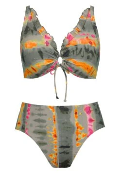 Ulla Popken SET - Bikini - Loden Green Stripe -Lindex a1ede0a3fa5e4f318acbfe8d05cac1e6