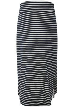 Ulla Popken BELLIEVA GERADE PASSFORM STREIFEN BREITER ELASTIKB - Długa Spódnica - Marine