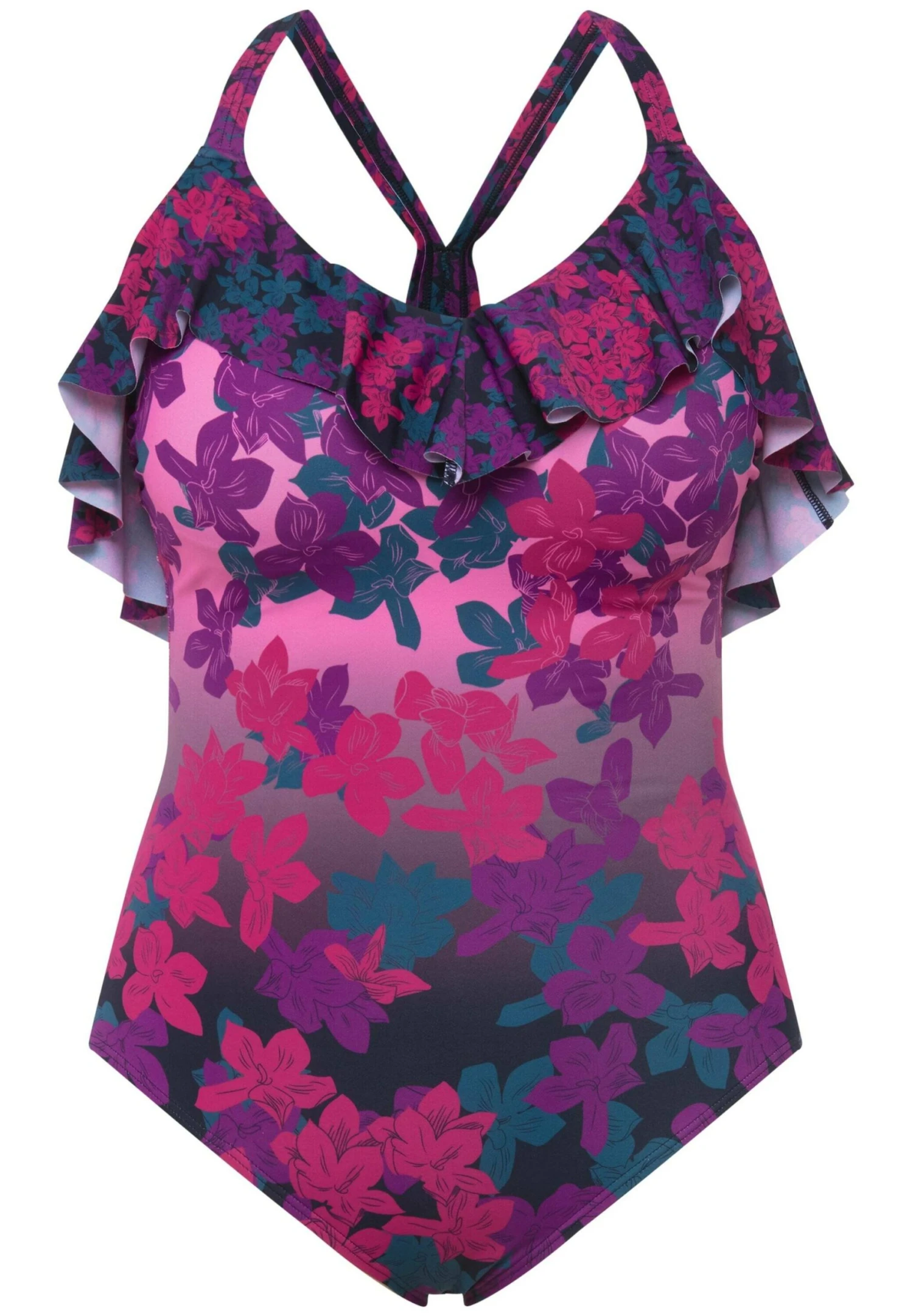 Ulla Popken AVEC BONNETS SOUPLES MATIÈRE RECYCLÉE MOTIF FL - Kostium Kąpielowy - Marine 7 Ulla Popken AVEC BONNETS SOUPLES MATIÈRE RECYCLÉE MOTIF FL - Kostium Kąpielowy - Marine - obrazek 5