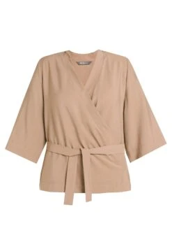 Ulla Popken STYLE CACHE CŒUR COL EN V MANCHES 3/4 - Bluzka - Marron -Lindex a2c86ef825274261ae4f18ce8f682abe