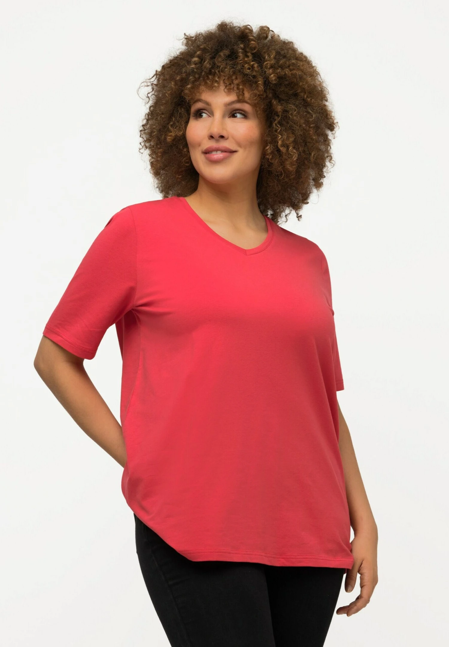 Ulla Popken T-shirt Basic - Raspberry 6 Ulla Popken T-shirt Basic - Raspberry - obrazek 4