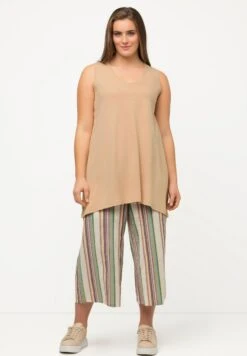 Ulla Popken A-LINIE V-AUSSCHNITT ÄRMELLOS - Top - Beige