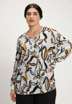 Ulla Popken BEDRUCKT, BIESEN, A-LINIE, RUNDHALS, LANGARM - Bluzka - Offwhite