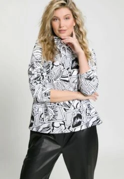 Ulla Popken MOTIF BÉDÉ, COL MONTANT, MANCHES LONGUES - Bluza - Blanc Neige -Lindex a75e40c275ef4ecfb2d8ea0b4527fa0e