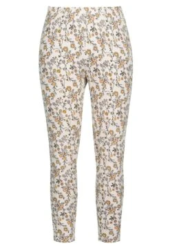 Ulla Popken FLEURS, JAMBE ÉTROITE - Spodnie Materiałowe - Vanille -Lindex a96225e258ce464685e0581841617e23