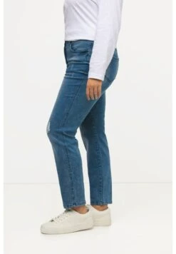 Ulla Popken DISTRESSED SARAH - Jeansy Slim Fit - Blue Denim -Lindex acc50bce95a14cb388ead1769b85f508