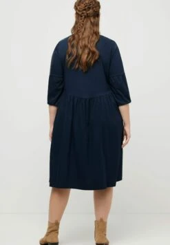 Ulla Popken COL MONTANT MANCHES 3/4 - Sukienka Koszulowa - Marine -Lindex ae0a993444b04eaaae19d001dcdd91cc