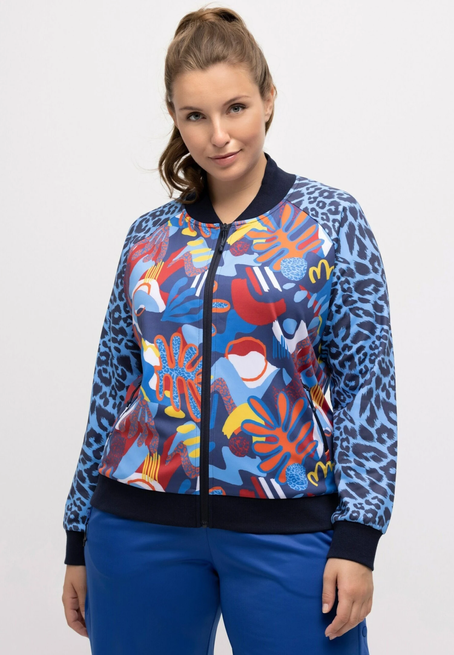 Ulla Popken Kurtka Bomber - Pastel Teal Multi 3 Ulla Popken Kurtka Bomber - Pastel Teal Multi