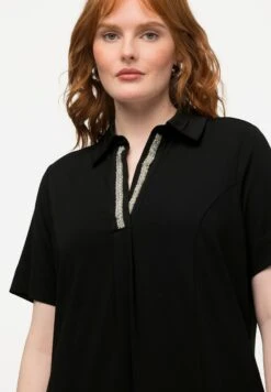 Ulla Popken MIDI À COL CHEMISE ET MANCHES COURTES. POINT DE ROME - Sukienka Z Dżerseju - Noir 10 Ulla Popken MIDI À COL CHEMISE ET MANCHES COURTES. POINT DE ROME - Sukienka Z Dżerseju - Noir -Lindex afc29a80315b48e9a1c3a1b3bb62b829