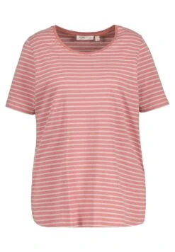 Ulla Popken STRIPE ROUND NECK SHORT SLEEVE - Koszulka Do Spania - Pink Multi Stripe -Lindex b18630e284f3472a925a56922fe4007d