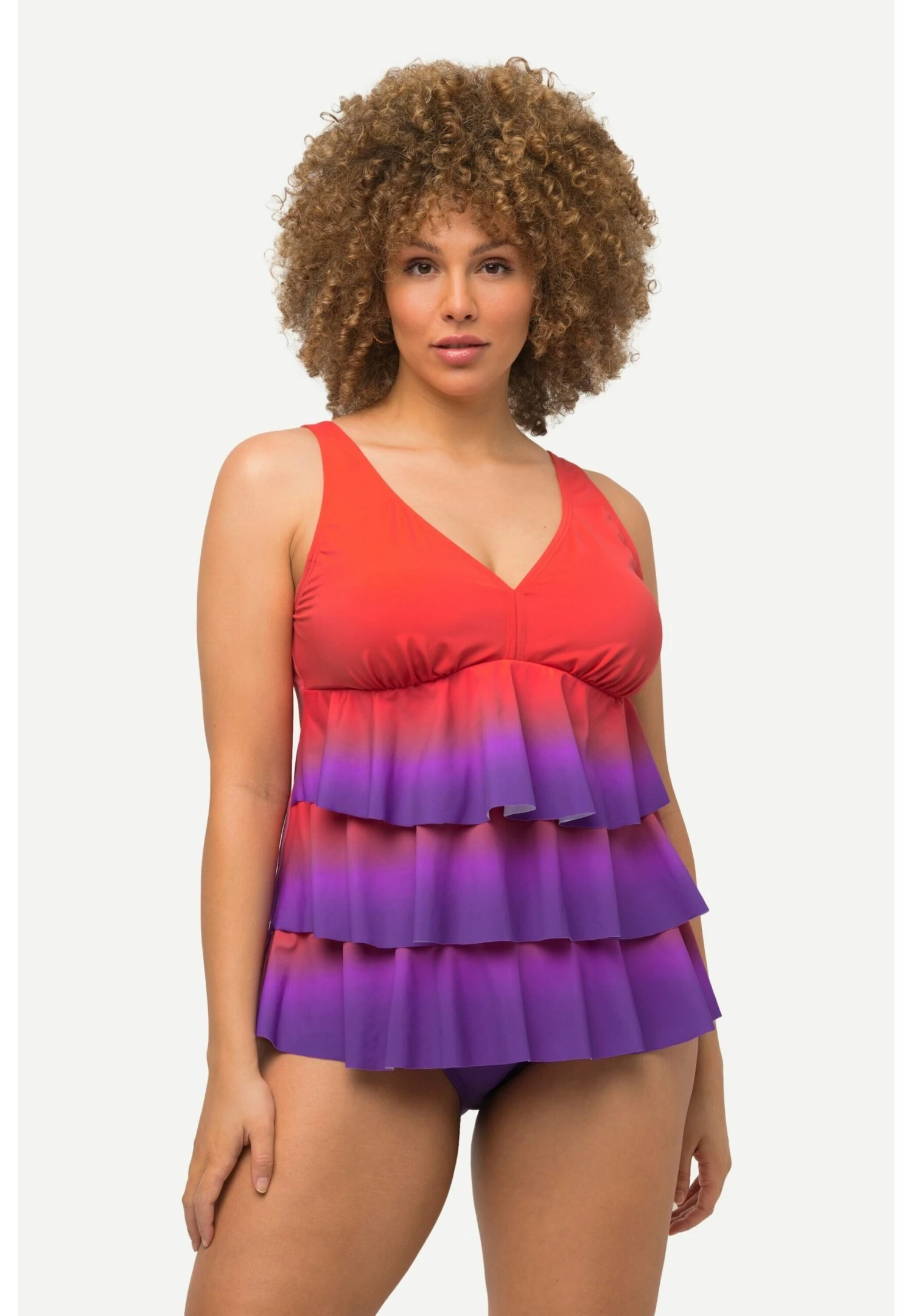Ulla Popken FARBVERLAUF VOLANTS SOFTCUPS V-AUSSCHNITT SET - Bikini - Purple 3 Ulla Popken FARBVERLAUF VOLANTS SOFTCUPS V-AUSSCHNITT SET - Bikini - Purple