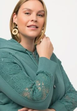 Ulla Popken KAPUZE - Bluza Rozpinana - Eisgrün -Lindex b6751f3e73c24500baaa10ea1db0e857