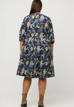 Ulla Popken PFAUEN A LINIE V AUSSCHNITT - Sukienka Koszulowa - Marine -Lindex b98e9867b1304e1b81014f2f68847e43