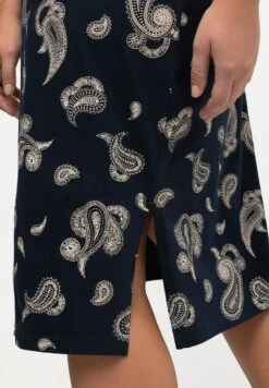 Ulla Popken DE NUIT MOTIF CACHEMIRE À COL EN V MANCHES COURTES ET C - Koszula Nocna - Marine -Lindex b9ca01f52b294ff3b07432358f8a513a