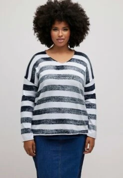 Ulla Popken Sweter - Navy Blue Stripe