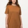 Ulla Popken SURPIQÛRES COL ROND ET MANCHES COURTES - T-shirt Basic - Noisette
