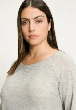 Ulla Popken Sweter - Hellgrau Mélange -Lindex c5f512422f2d4ce384f242e6c2ac46e2