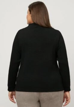 Ulla Popken DETAIL LONG SLEEVE STRETCH - Bluza - Black -Lindex cbae0b72db8247dea913682de895ba60