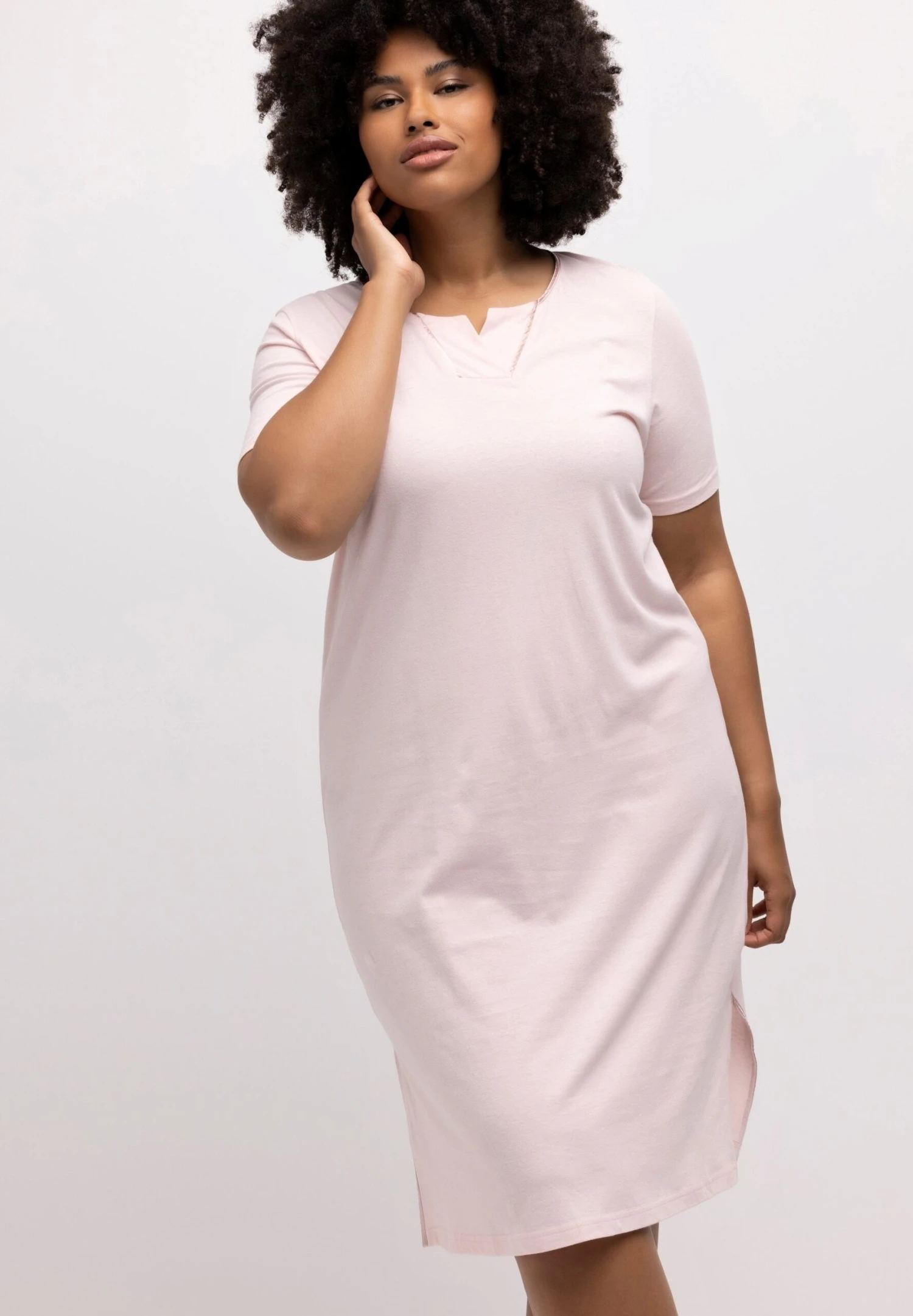 Ulla Popken COL TUNISIEN MANCHES MI LO - Koszula Nocna - Rose Pâle 3 Ulla Popken COL TUNISIEN MANCHES MI LO - Koszula Nocna - Rose Pâle