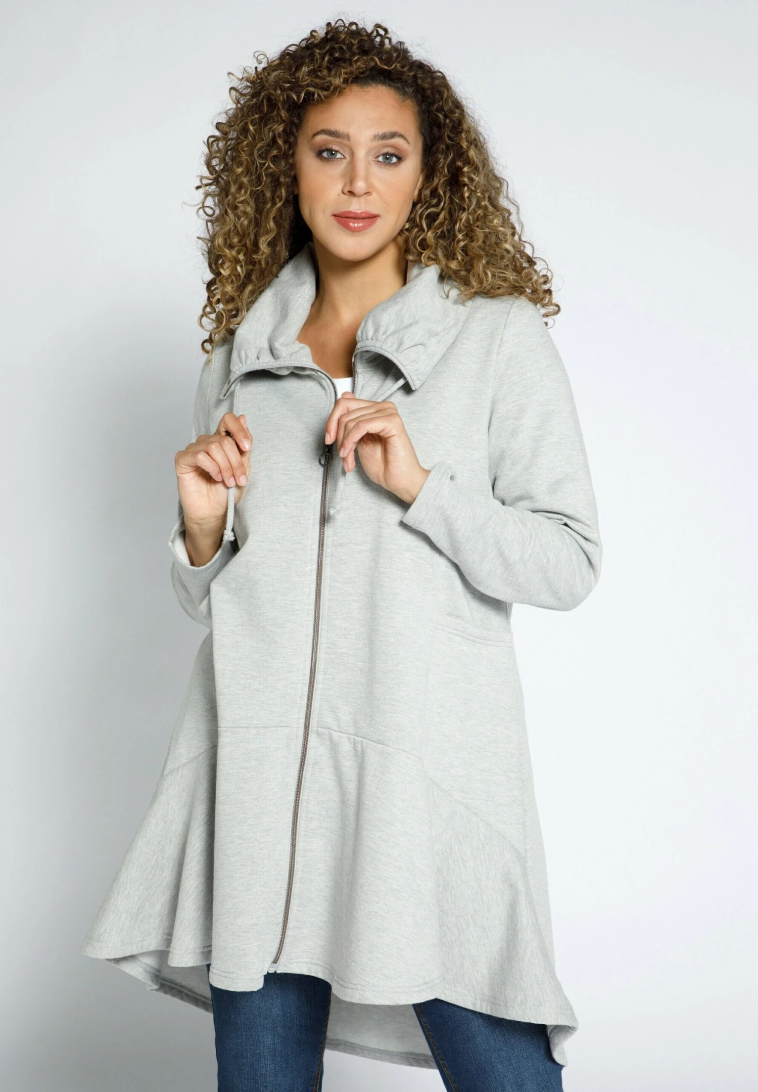 Ulla Popken Bluza Rozpinana - Hellgrau Melange 3 Ulla Popken Bluza Rozpinana - Hellgrau Melange