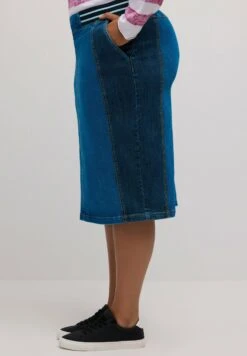 Ulla Popken Spódnica Jeansowa - Bleu Denim -Lindex d25961cf29e34e7188b75ac7752fde9d