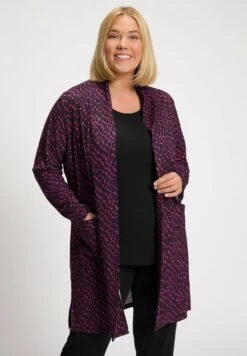 Ulla Popken MATTE GRAPHIC PRINT POCKET - Krótki Płaszcz - Hot Pink Multi