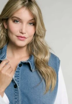 Ulla Popken Kamizelka - Blue Denim -Lindex d664abae7bd44bf197b731fb0ff890c2