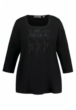 Ulla Popken SIERSTEENTJES, CLASSIC, CARRÉHALS, 3/4-MOUWEN - Bluzka Z Długim Rękawem - Zwart -Lindex d6c0750a633e4d96bb4946e85f978d3b