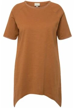 Ulla Popken SURPIQÛRES COL ROND ET MANCHES COURTES - T-shirt Basic - Noisette -Lindex d8d0a0bc491247b3b8dba0416ba01ce7