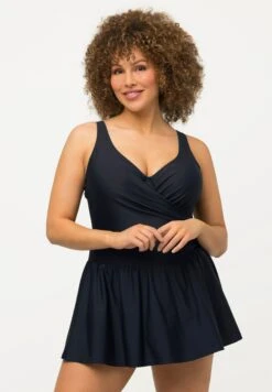 Ulla Popken À BONNETS SOUPLES ET ARMATURES FRONCES MATIÈRE RE - Kostium Kąpielowy - Marine