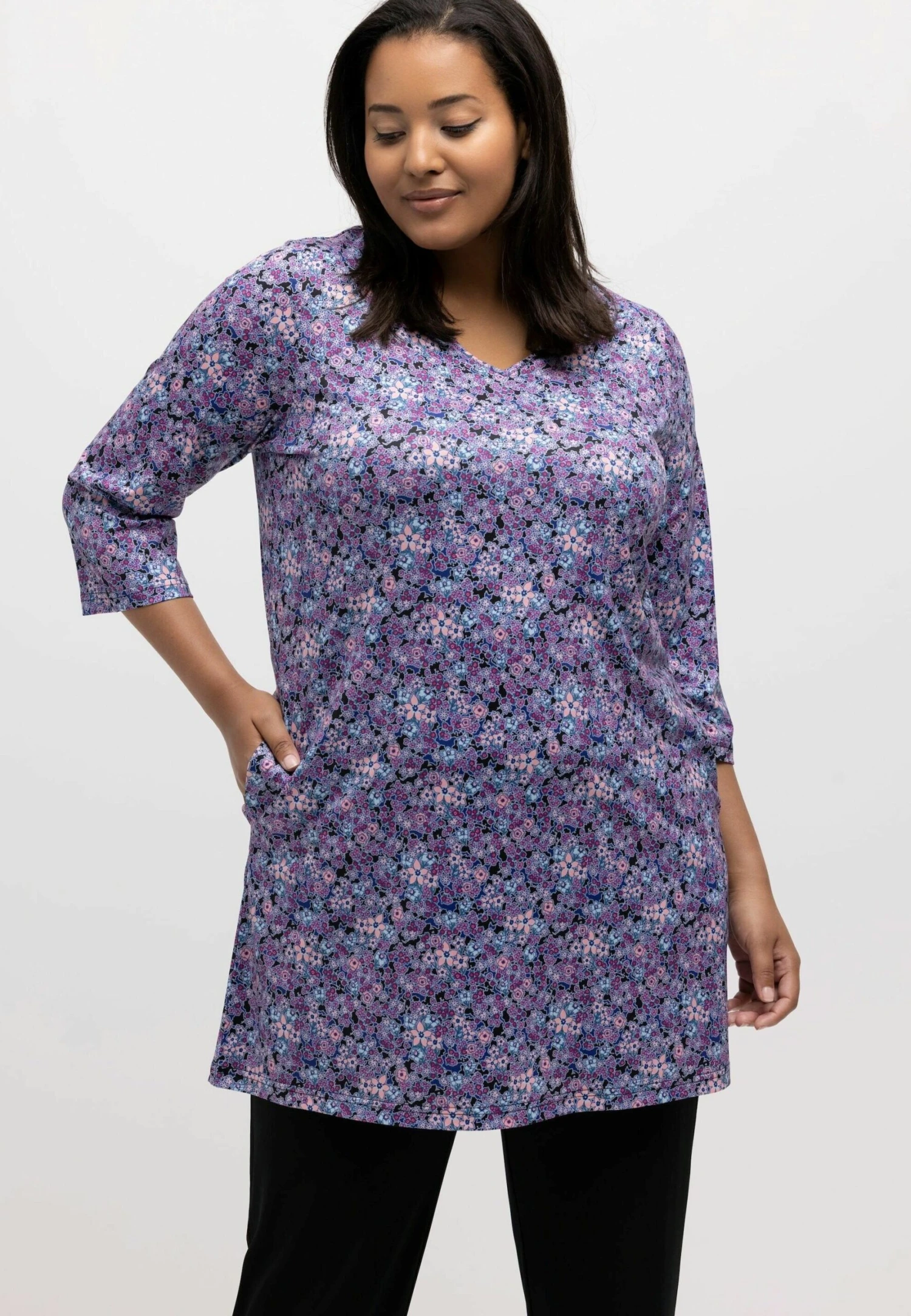 Ulla Popken V AUSSCHNITT 3/4-ARM TASCHEN - Bluzka Z Długim Rękawem - Magenta 3 Ulla Popken V AUSSCHNITT 3/4-ARM TASCHEN - Bluzka Z Długim Rękawem - Magenta