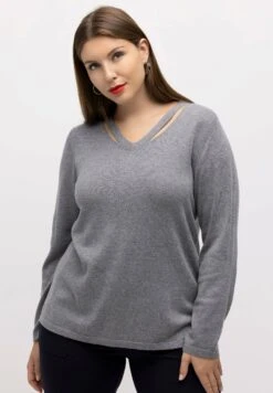 Ulla Popken Sweter - Grau Melange -Lindex db991af8edf94fef8e1df91d06e37632