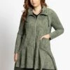 Ulla Popken Bluza Rozpinana - Olive Melange Multi -Lindex dff2c5cf57224a67aec675e3294e1339