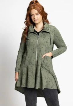 Ulla Popken Bluza Rozpinana - Olive Melange Multi