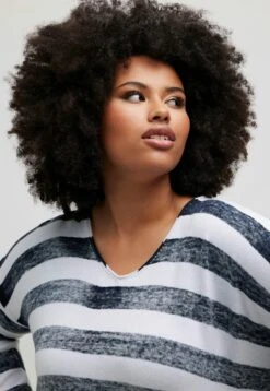 Ulla Popken Sweter - Navy Blue Stripe -Lindex e0051e309d7043069536f46e69579807