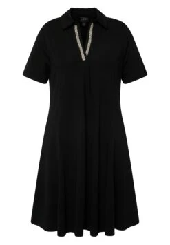 Ulla Popken MIDI À COL CHEMISE ET MANCHES COURTES. POINT DE ROME - Sukienka Z Dżerseju - Noir 11 Ulla Popken MIDI À COL CHEMISE ET MANCHES COURTES. POINT DE ROME - Sukienka Z Dżerseju - Noir -Lindex e24d21fc712840cc8a5e86a0ec3f7964